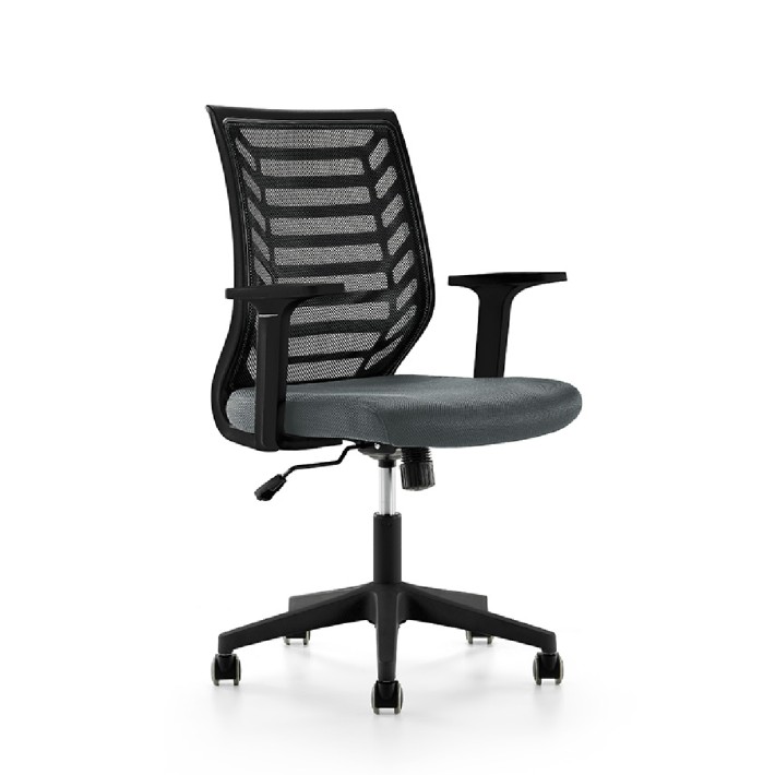 Sedia da Ufficio Modello RD907 su Ruote - Colore Struttura Nero - Colore Seduta Grigio