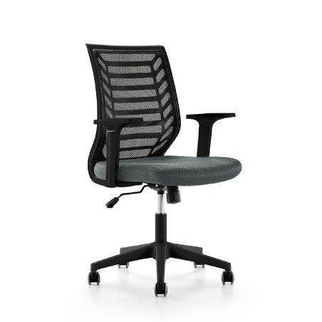 Sedia da Ufficio Modello RD907 su Ruote - Colore Struttura Nero - Colore Seduta Grigio