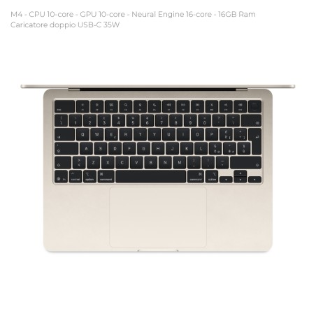 Notebook 15" - Apple MacBook Air - M4 CPU 10-core - GPU 10-core - Ram 16GB - SSD 512GB -...