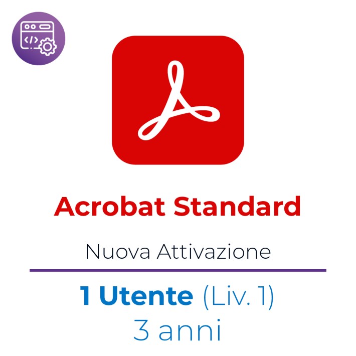 Acrobat Standard for teams - Nuova Attivazione/Rinnovo - VIP MP GOV - 1 Utente - Livello 1 (1-9 Licenze prezzo cad.) - 3 Anni