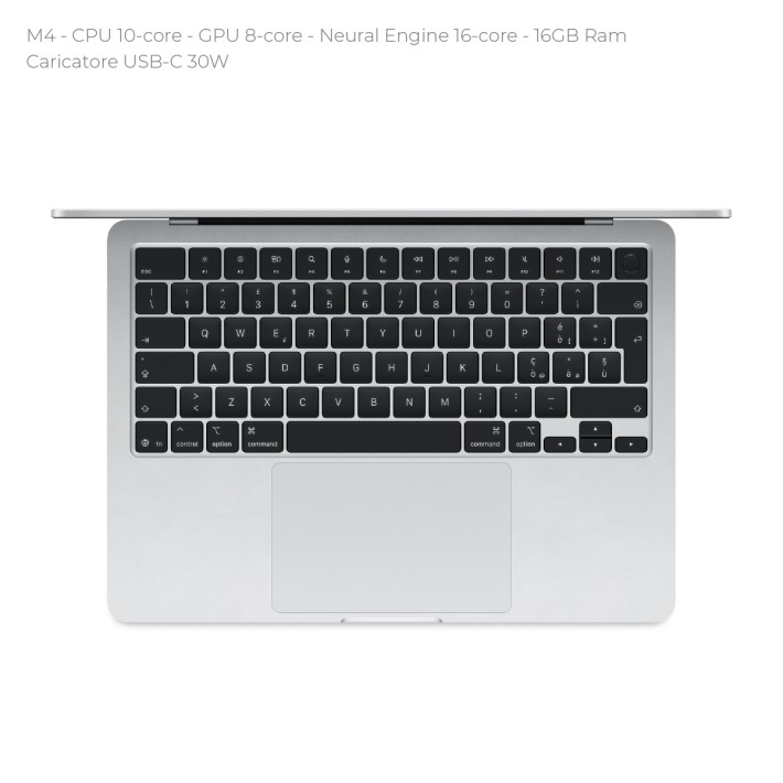 Notebook 13" - Apple MacBook Air - M4 CPU 10-core - GPU 8-core - Ram 16GB - SSD 256GB - MacOS Sequoia - Silver