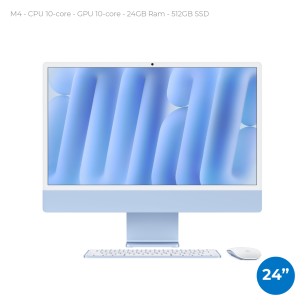 All in One 24" Retina 4.5K - Apple IMac - M4 CPU 10‑core - GPU 10‑core - 24GB Ram - 512GB SSD - MacOS Sequoia - Blue