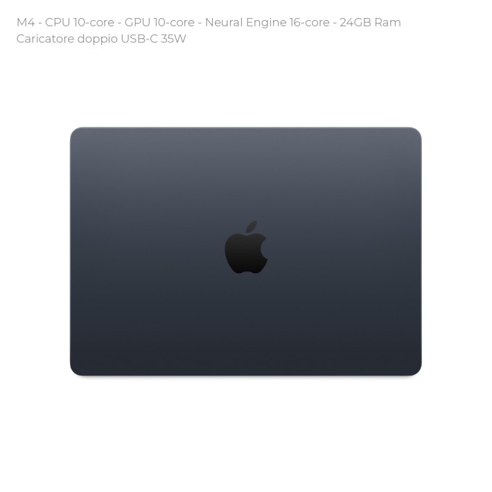 Notebook 15" - Apple MacBook Air - M4 CPU 10-core - GPU 10-core - Ram 24GB - SSD 512GB - MacOS Sequoia - Midnight