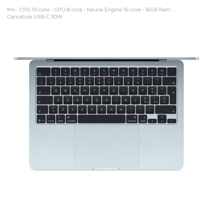 Notebook 13" - Apple MacBook Air - M4 CPU 10-core - GPU 8-core - Ram 16GB - SSD 256GB - MacOS Sequoia - Sky Blue