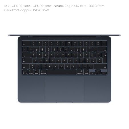 Notebook 13" - Apple MacBook Air - M4 CPU 10-core - GPU 10-core - Ram 16GB - SSD 512GB -...