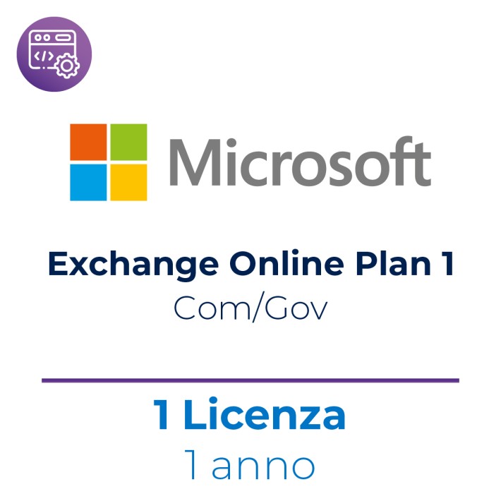 Exchange Online Plan 1 - NCE Com/Gov - 1 Utente - Abbonamento 1 Anno