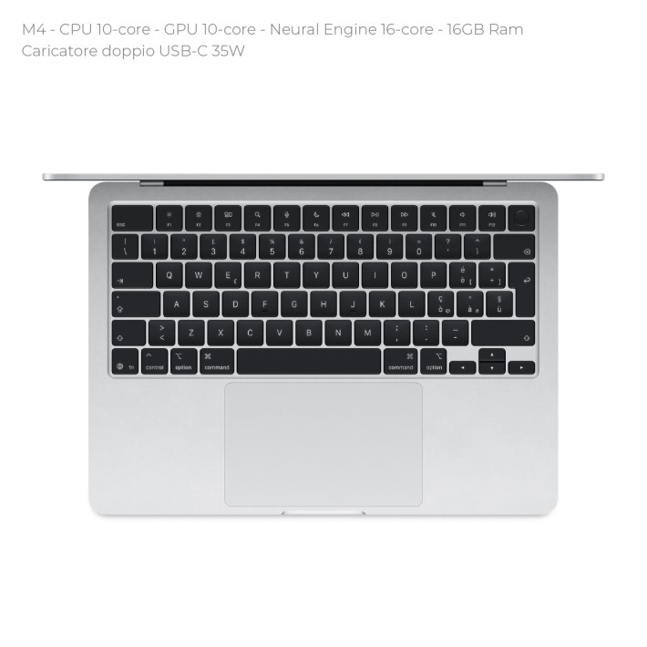 Notebook 15" - Apple MacBook Air - M4 CPU 10-core - GPU 10-core - Ram 16GB - SSD 512GB - MacOS Sequoia - Silver