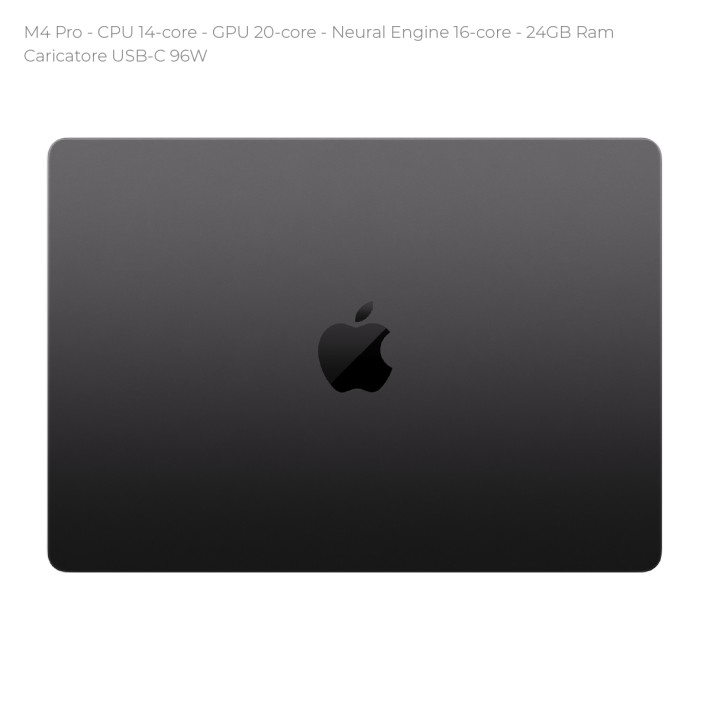 Notebook 14" - Apple MacBook Pro - M4 Pro CPU 14-core - GPU 20-core - Ram 24GB - SSD 1TB - MacOS Tahoe - Space Black