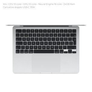 Notebook 13" - Apple MacBook Air - M4 CPU 10-core - GPU 10-core - Ram 24GB - SSD 512GB - MacOS Sequoia - Silver 2