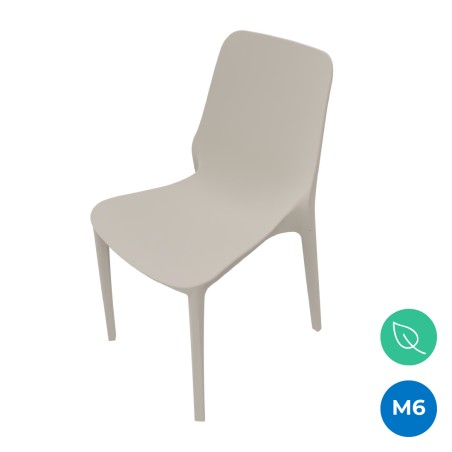 Sedia Ginevra Go Green in Tecnopolimero - Altezza Seduta 47cm - Colore Scocca Tortora