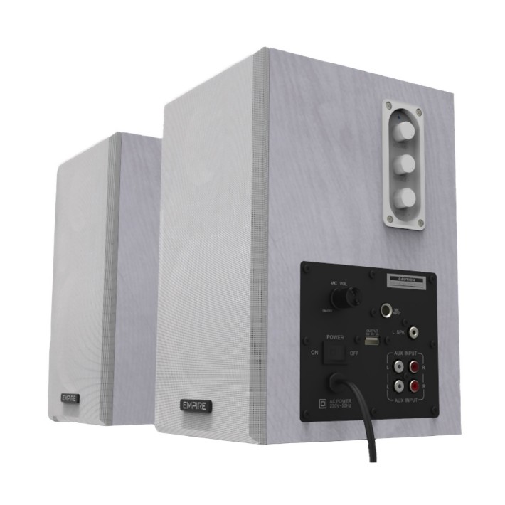 Coppia di casse preamplificate da 100W - Edu-100MIC Bianche - con ingresso microfonico e usb