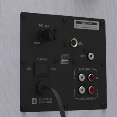 Coppia di casse preamplificate da 100W - Edu-100MIC Bianche - con ingresso microfonico e usb