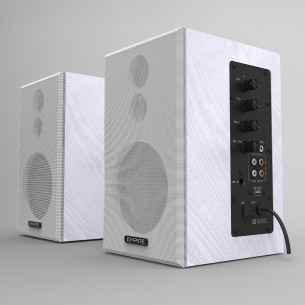 Coppia di Casse Preamplificate da 120W - Edu-120MIC Bianche - con ingresso microfonico e usb