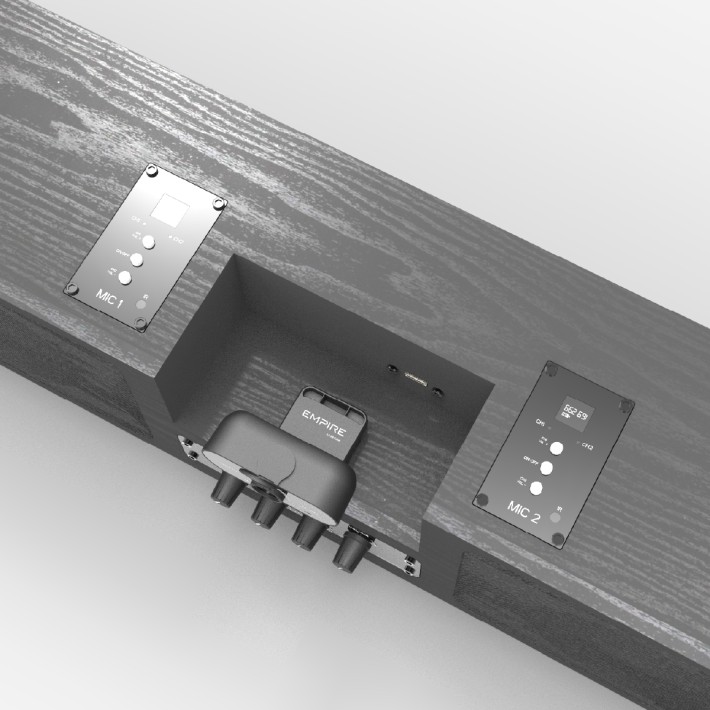 Soundbar con webcam e 4 radio microfoni da tavolo inclusi - Ideale per gruppi di lavoro o sale meeting - Pile microfono Escluse