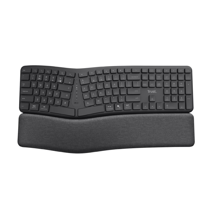 Tastiera IT - Trust Keyra - Ergonomica MultiDispositivo - Wireless - Nero