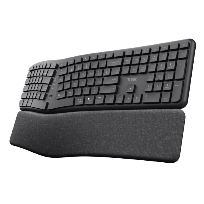 Tastiera IT - Trust Keyra - Ergonomica MultiDispositivo - Wireless - Nero