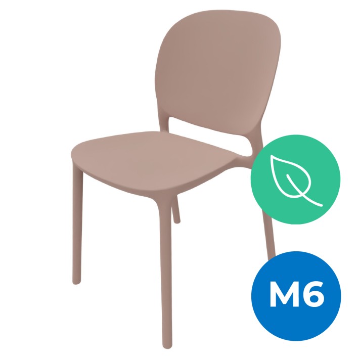 Sedia Hug Go Green con Scocca in Polipropilene - Altezza Seduta 44 cm (M6)   - Colore Marrone Caramello