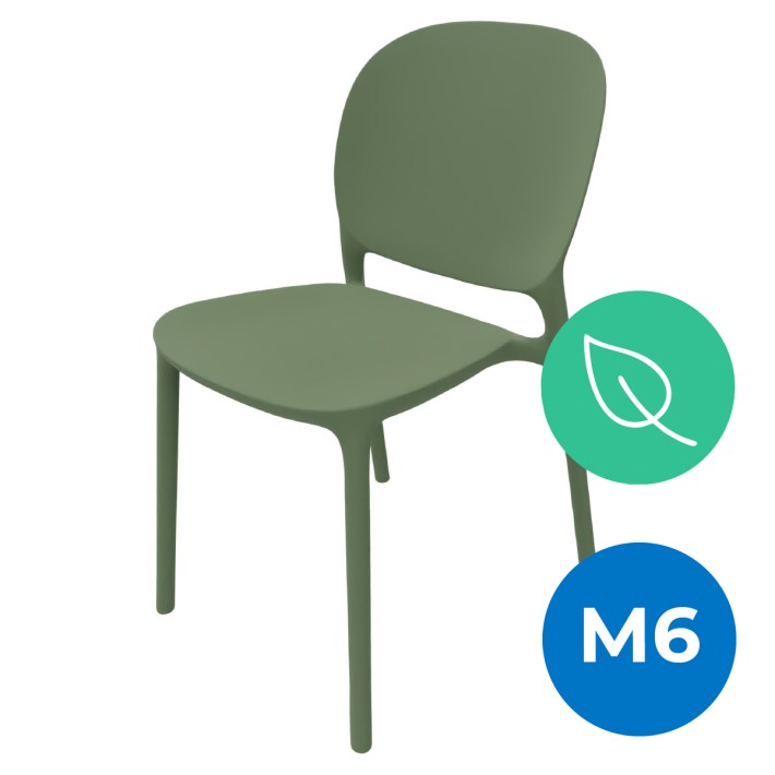 Sedia Hug Go Green con Scocca in Polipropilene - Altezza Seduta 44 cm (M6) - Colore Verde Olive
