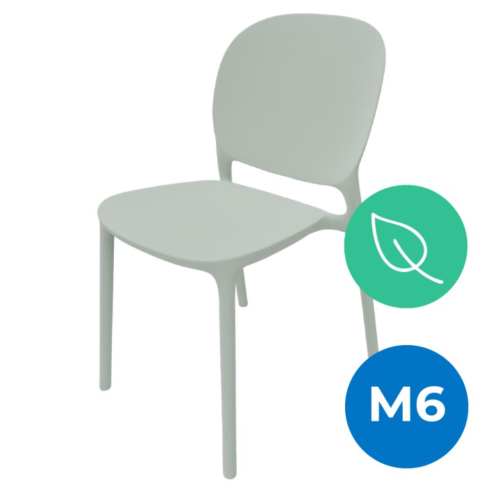 Sedia Hug Go Green con Scocca in Polipropilene - Altezza Seduta 44 cm (M6)   - Colore Verde Salvia