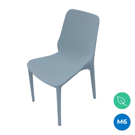 Sedia Ginevra Go Green in Tecnopolimero - Altezza Seduta 47 cm - Colore Scocca Azzurro Avio