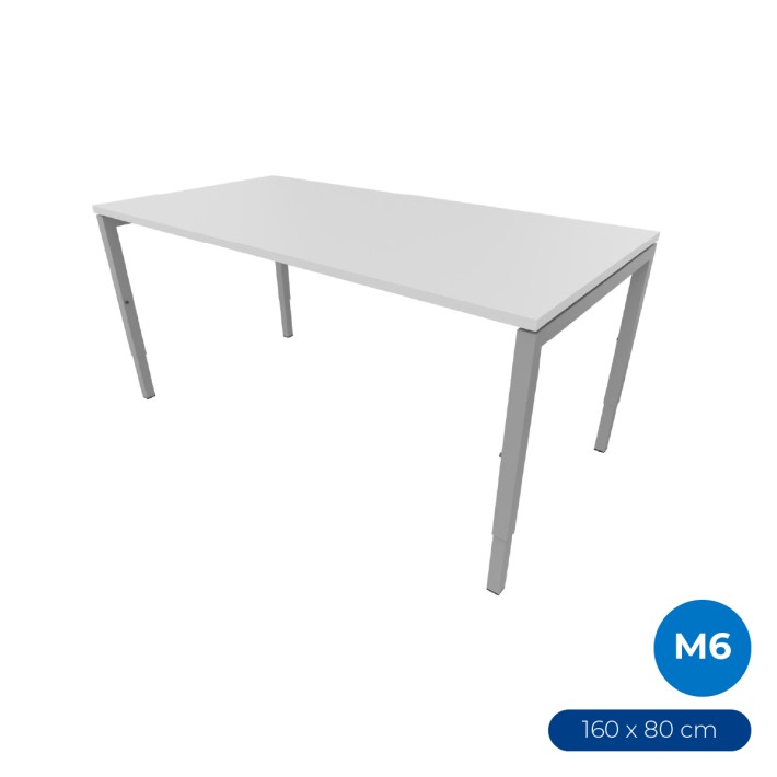 Tavolo Nova H in Melaminico con Altezza Regolabile Manualmente - Dimensioni 160x80x62/85 cm – Piano Bianco – Struttura Grigia