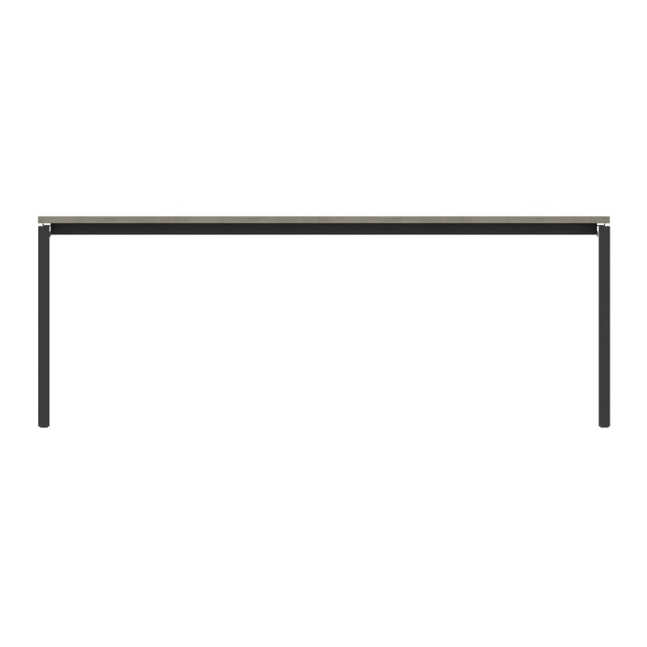 Tavolo Riunione Nova 6 Posti con Foro Passacavi Rettangolare Centrale - Dimensioni 200x100x74 cm - Piano Grigio - Struttura Nero