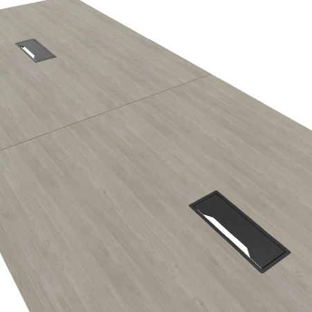 Tavolo Riunione Nova 8 Posti con 2 Fori Passacavi - Dimensioni 240x120x74 cm - Piano Grigio...