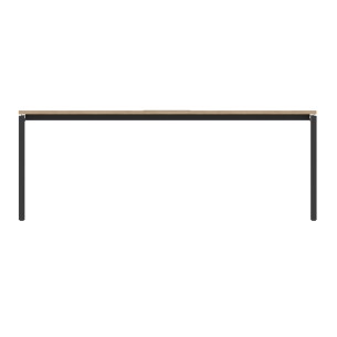 Tavolo Riunione Nova 6 Posti - Dimensioni 200 x 100 x 74 cm - Colore Piano Rovere Ambrato - Colore Struttura Nero 2