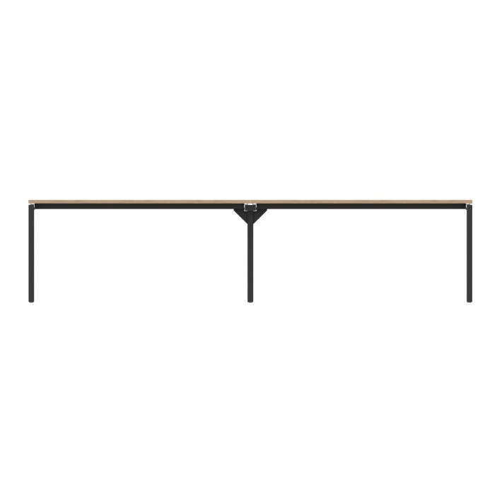 Tavolo Riunione Nova 8 Posti con Fori Passacavi - Dimensioni 240x120x74 cm - Piano Rovere Ambrato - Struttura Nero