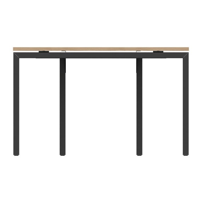 Tavolo Riunione Nova 8 Posti con Fori Passacavi - Dimensioni 240x120x74 cm - Piano Rovere Ambrato - Struttura Nero