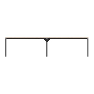 Tavolo Riunione Nova 10 Posti con 2 Fori Passacavi - Dimensioni 320x120x74 cm - Piano Rovere Ambrato - Struttura Nero 2