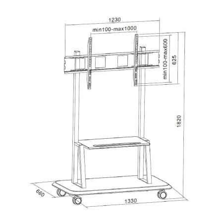 Carrello per monitor - VESA Max 1000x600 - fino a 150 kg - con Staffa