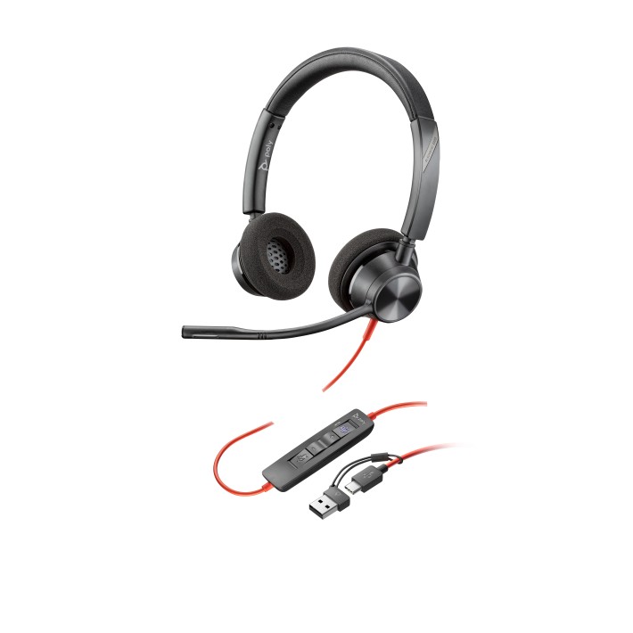 HP Poly Cuffie stereo Poly Blackwire 3320 con...