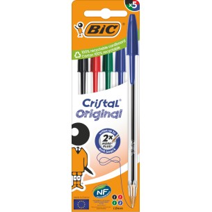 BIC 516346 penna a sfera Nero, Blu, Verde, Rosso Medio 5 pz