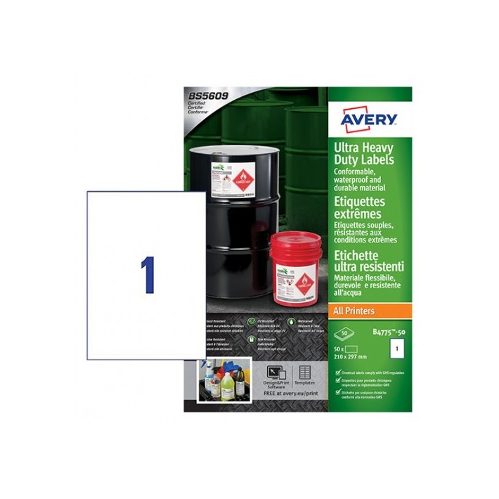 Avery B4775-50 etichetta autoadesiva Rettangolo...