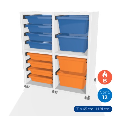 Carrello Edera a 2 Comparti con Ruote in Truciolare Ignifugo - Dimensioni 71 x 45 x 81 cm -...