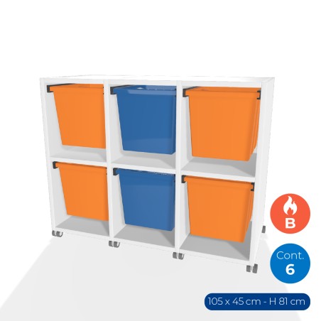 Carrello a 2 Comparti con Ruote in Truciolare Superficie Ignifuga B-s1.d0 - Dimensioni 105 x...