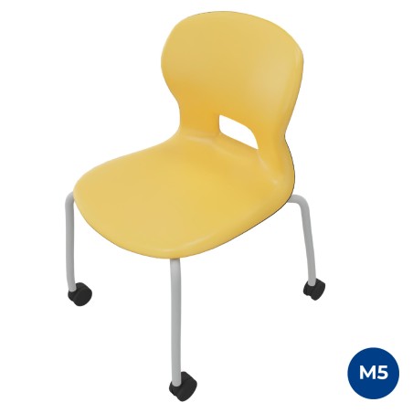 Sedia Gelso 4 Gambe con Ruote - Altezza Seduta 42,5 cm - Colore Scocca Giallo - Colore...