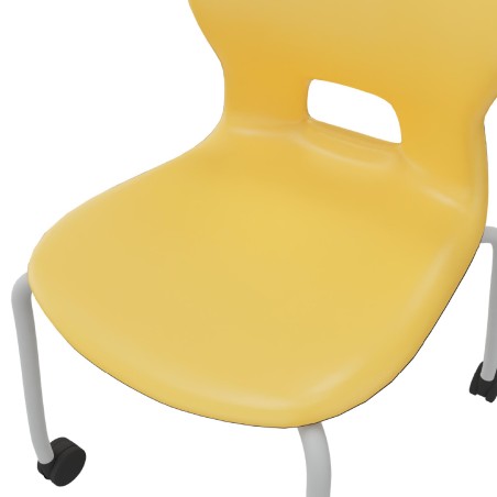 Sedia Gelso 4 Gambe con Ruote - Altezza Seduta 42,5 cm - Colore Scocca Giallo - Colore...