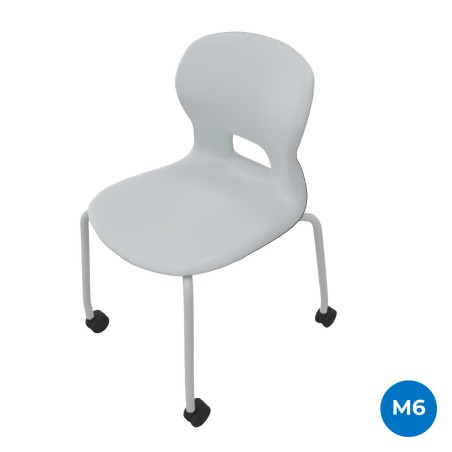 Sedia Gelso 4 Gambe con Ruote - Altezza Seduta 46,5 cm - Colore Scocca Grigio Chiaro -...