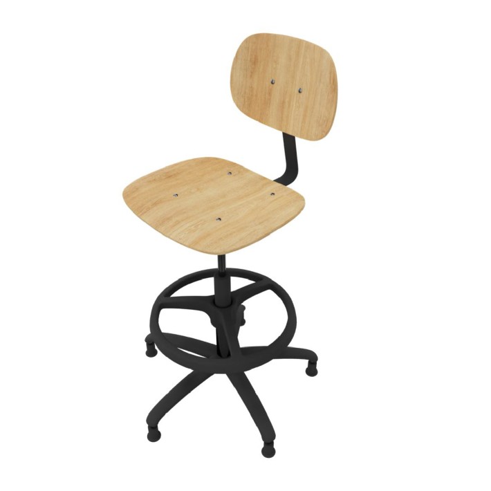Sedia Alta Modello GPRO Girevole in Legno con...