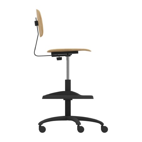 Sedia Alta Modello GPRO Girevole in Legno con Ruote e Poggiapiedi - Altezza Regolabile M5/M6...