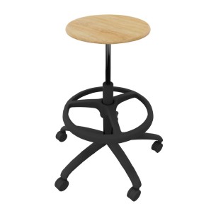 Sgabello Alto Modello GPRO Girevole in Legno con Ruote e...