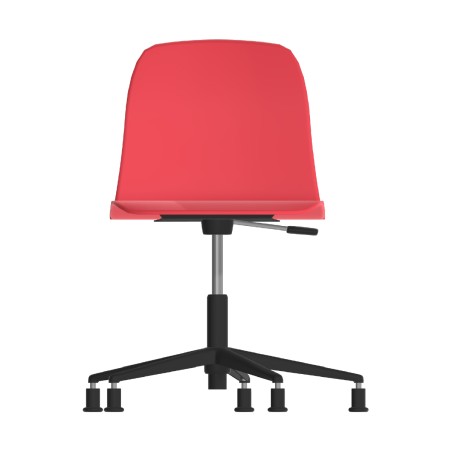 Sedia Pioppo Girevole con Piedini - Altezza Regolabile da 36 a 49 cm - Colore Scocca Rosso -...