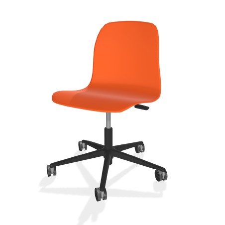 Sedia Pioppo Girevole con Ruote - Altezza Regolabile da 31 a 51 cm - Colore Scocca Arancione...