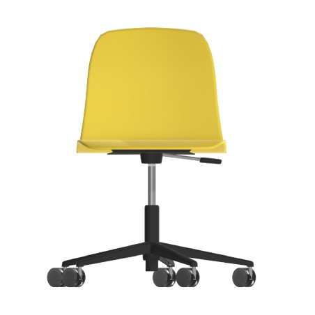 Sedia Pioppo Girevole con Ruote - Altezza Regolabile da 40 a 48,5 cm - Colore Scocca Giallo...