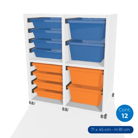 Carrello Edera a 2 Comparti con Ruote - Dimensioni 71 x 45 x 81 cm - con 12 Contenitori -...