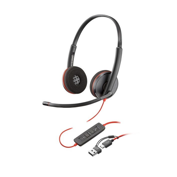 HP Poly Cuffie stereo Poly Blackwire 3225 con...