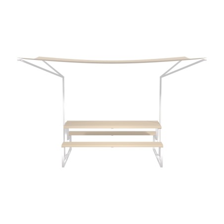 Panca e Tavolo con Parasole Modello Radura - Ripiano con Doghe - Dimensioni 230 x 342 x 223...