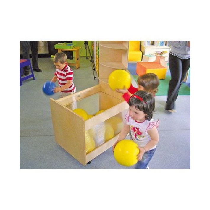 Carrello Porta Giochi in Legno con Ruote - Dimensioni 52 x 70 x 60 cm